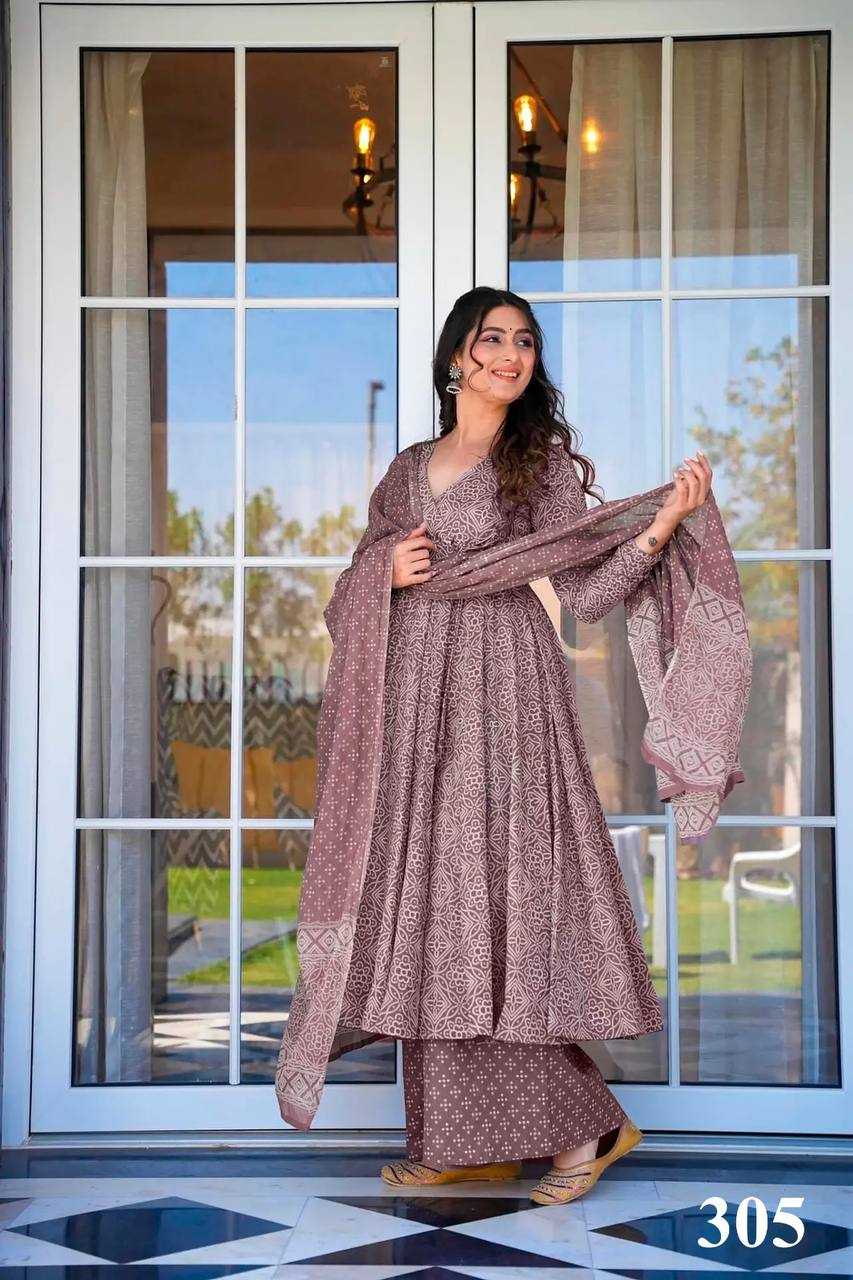 YNF MASLIN KSB 308 GOWNS WHOLESALE PRINTED ANARKALI GOWNS MANUFACTURER    